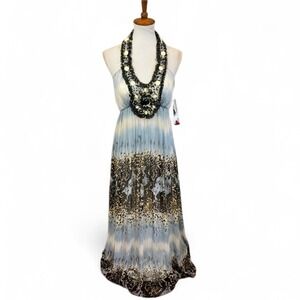 Babydoll Y2K Halter Neck Backless Ball Gown Printed Empire Line Dress